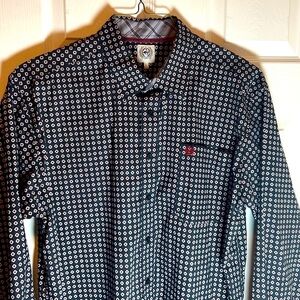 Cinch Elegant Black and White   Men’s Shirt button down long sleeve,Size Large